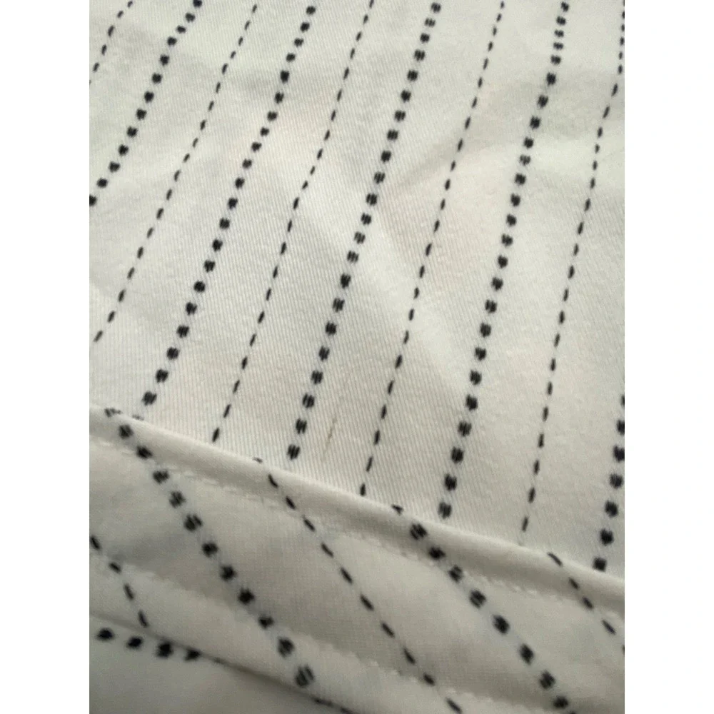 Jodi Kristopher White Black Dotted Stripe Ruffle Hem Mini Skirt Size 5 9675-X210